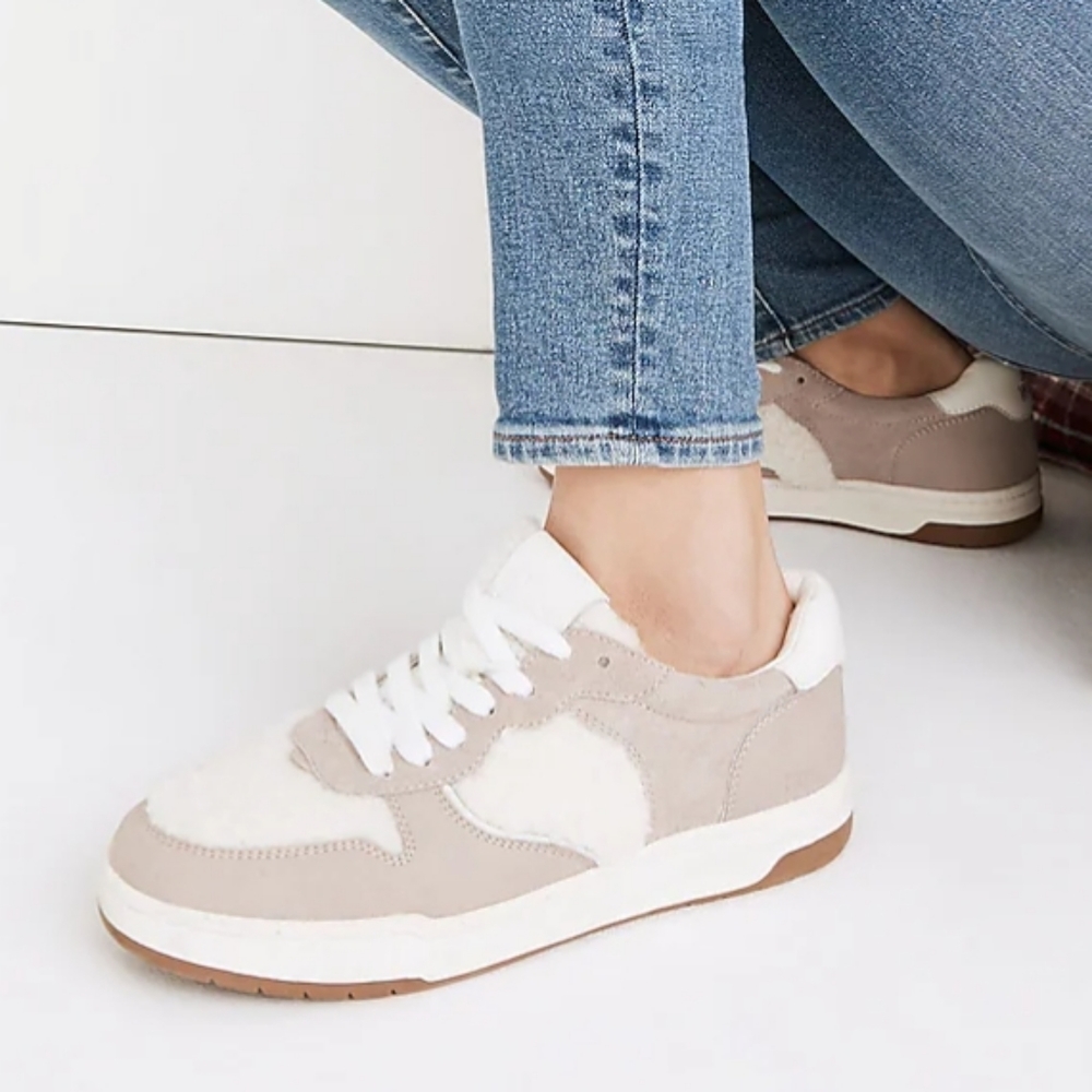 Madewell Court Sneakers Sherpa Edition Leather Tennis Shoes Sz9.5 NA850